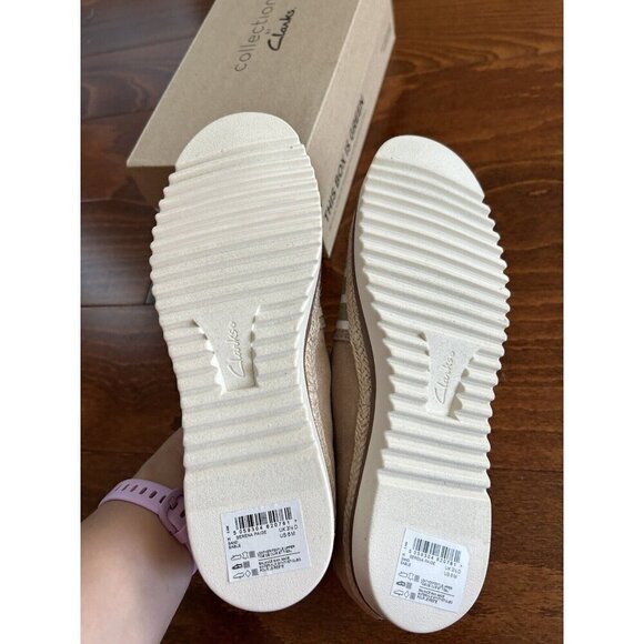 Clarks Womens 6 M Serena Paige Espadrille Slip-on Loafers Sand Striped NEW - Picture 7 of 9